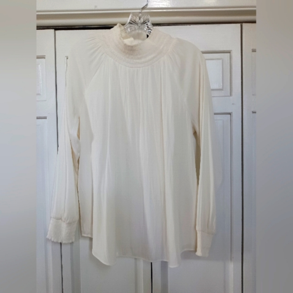 Chico's cream color silky top. Size 1